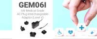 GEM06I Series 6W Medical Grade AC Plug-interchangeable Adaptor (Level V)