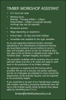 Join Our Team! Timber Workshop Assistant Required