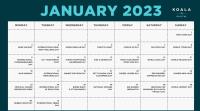 KOALA DIGITAL SOCIAL MEDIA CONTENT CALENDAR FOR JANUARY 2023