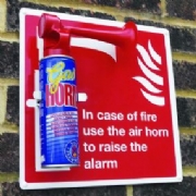 A simple solution to fire safety in remote areas. Stocksigns new fire safety air horn sign