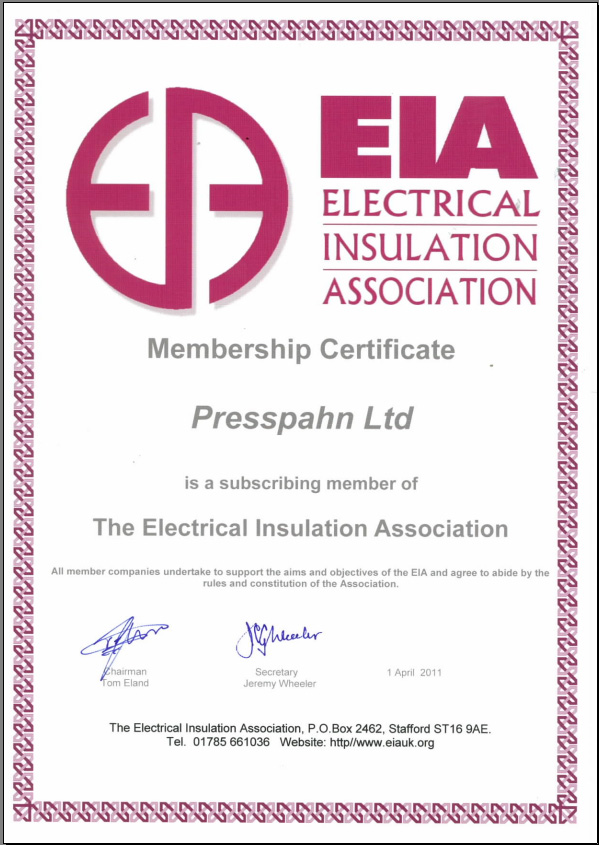 Presspahn joins Electrical Insulation Association EIA