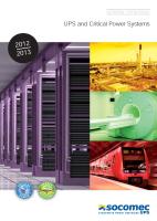 New 2012-2013 Socomec UPS Critical Power Product Catelogue now available