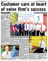 Hull Daily Mail Newspaper Article - Customer Care at Heart of Valve Firms Success