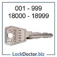 Replacement keys for desks and pedestals with lock numbers beginning with 18 followed by three digits