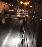 T&M water bowser in action with Munihire on the M4 for resurfacing works