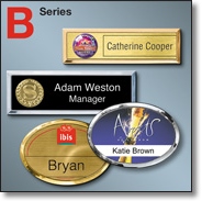 Metallic name badges