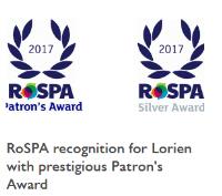 RoSPA recognition for Lorien with prestigious Patron's Award