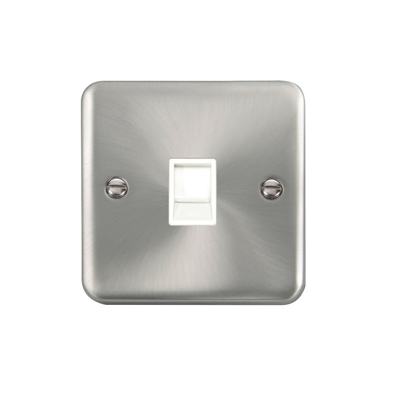 Click Deco Plus Single RJ11 (Irish/US) Outlet Satin Chrome White Inserts