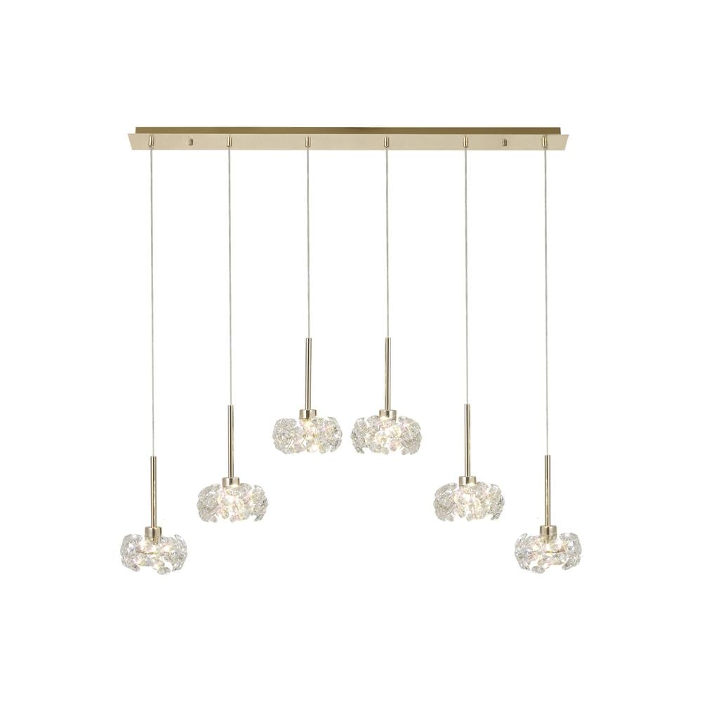 Luxuria Paramount 6 Light G9 2m Linear Pendant With French Gold And Crystal Shade