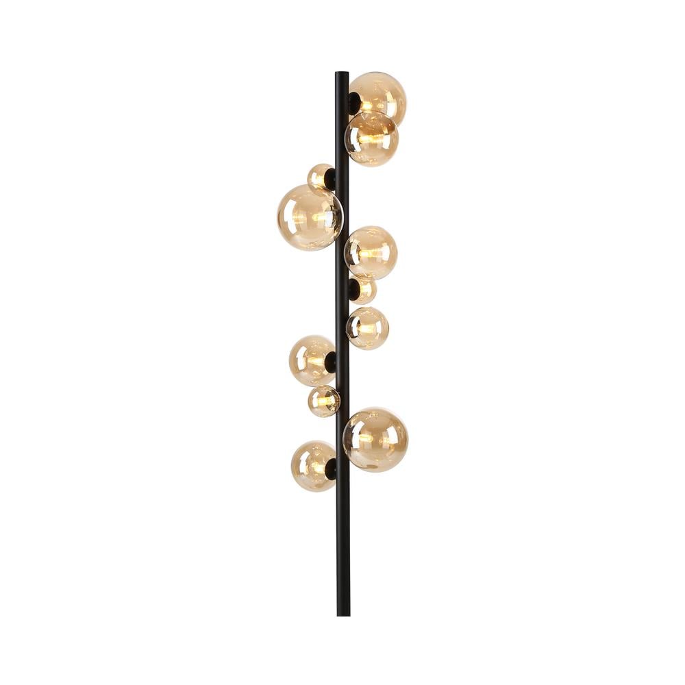 Luxuria Thorne Floor Lamp 11xG9 Satin Black Amber Plated Glass