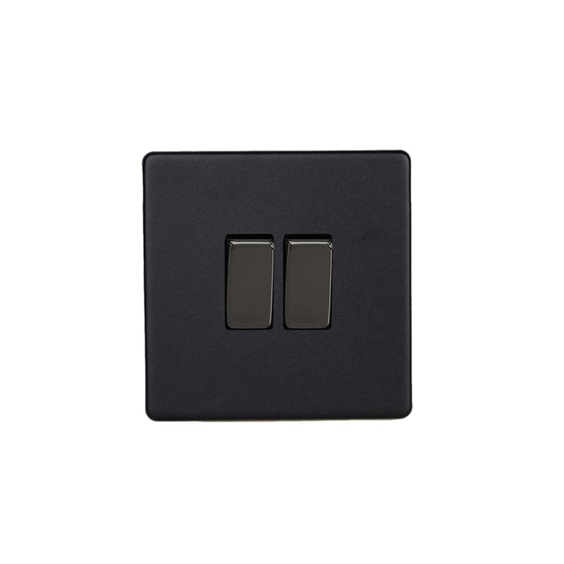 Varilight Urban 2G 10A Intermediate Switch Matt Black Screw Less Plate