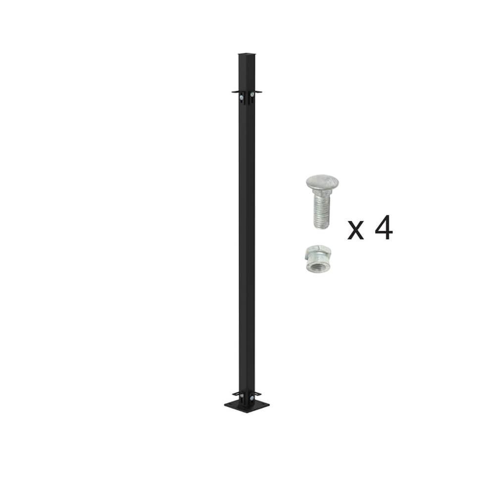 1200mm High Bolt Down Corner Post - Includes Cleats & Fittings - Black