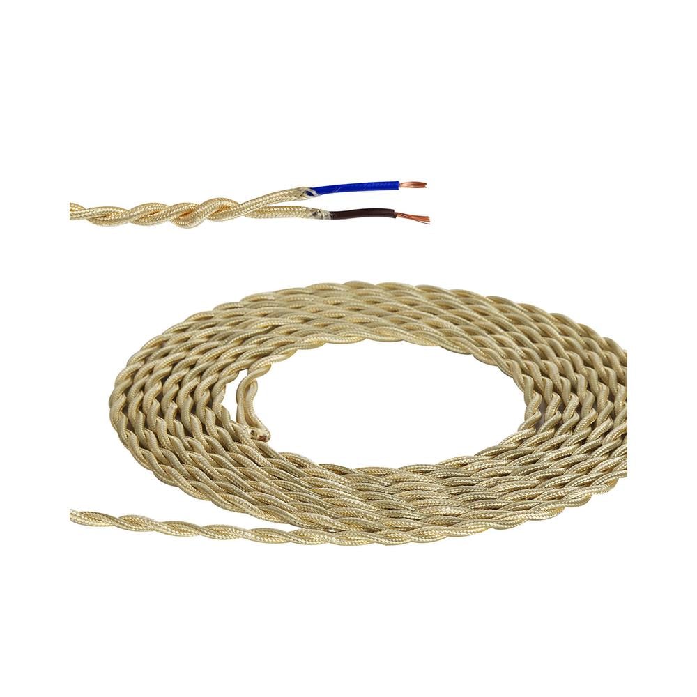 Luxuria Glorelle 1m Pale Gold Braided Twisted 2 Core 0.75mm Cable