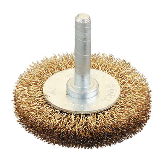 Radial Wire Brush Wheel Spindle Mounted: Brass Coated Steel