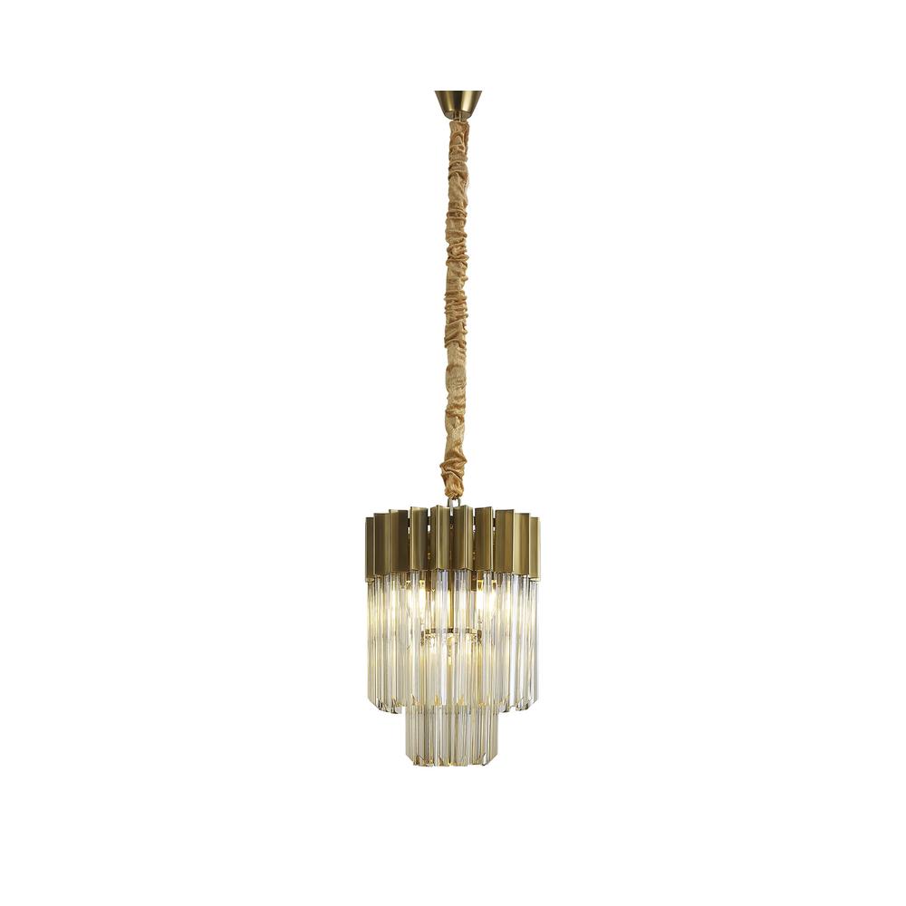 Luxuria Osiris 30cm Pendant Round 4 Light E14 Brass / Cognac Sculpted Glass