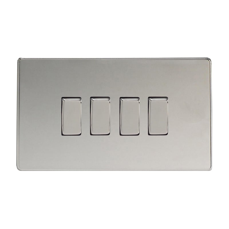 Varilight Screw Less Flat Plate Switch 4G Chrome