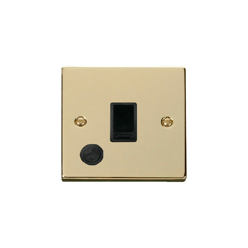 Click Deco 20A 1 Gang DP Switch With Flex Outlet Polished Brass Insert Black