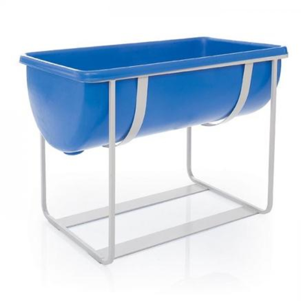 198 Litre Plastic Trough with Static Frame - Stainless-Steel, Blue