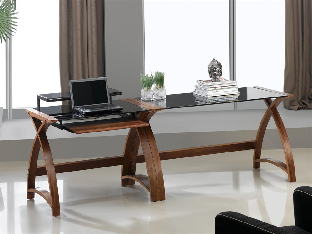 Providers Of Wide Glass Office Desk Walnut & Black PC201-EXT UK