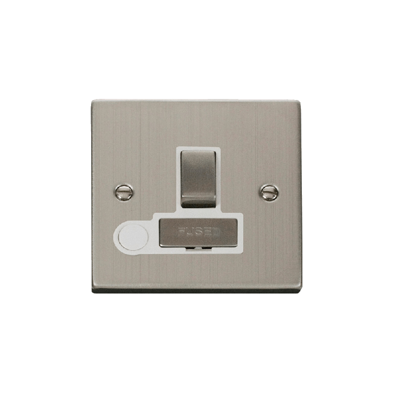 Click Deco 13A Fused 'Ingot' DP Switched Connection Unit With Flex Outlet Stainless Steel Insert White