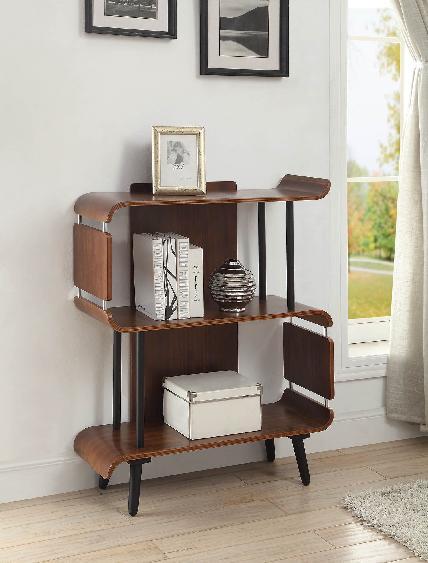Providers Of Contemporary Open Storage Short Bookcase in Walnut - 800mm - PC611 UK