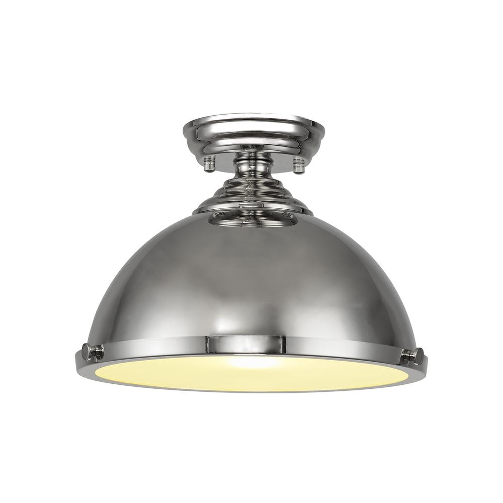 Luxuria Serena 31cm Flush Ceiling Fitting E27 Polished Nickel / Frosted Glass