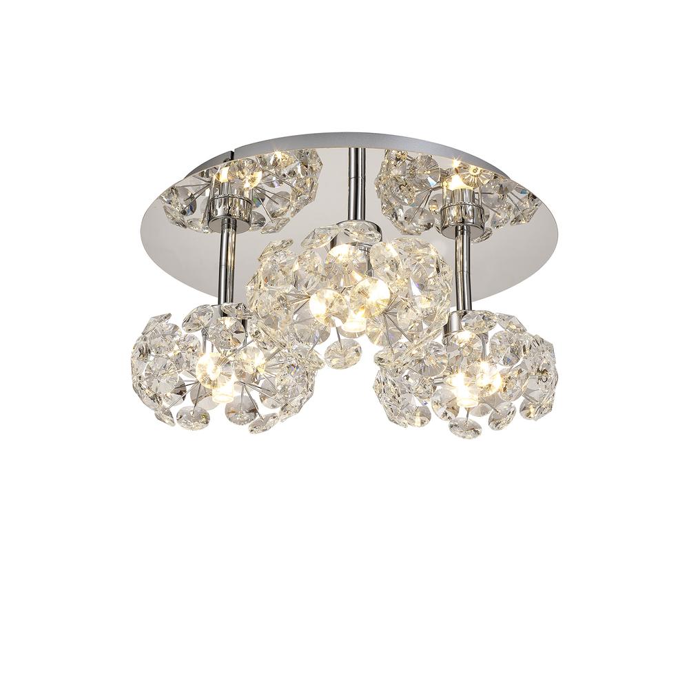 Luxuria Paramount Round 3 Light G9 35cm Flush Light With Polished Chrome And Crystal Shade