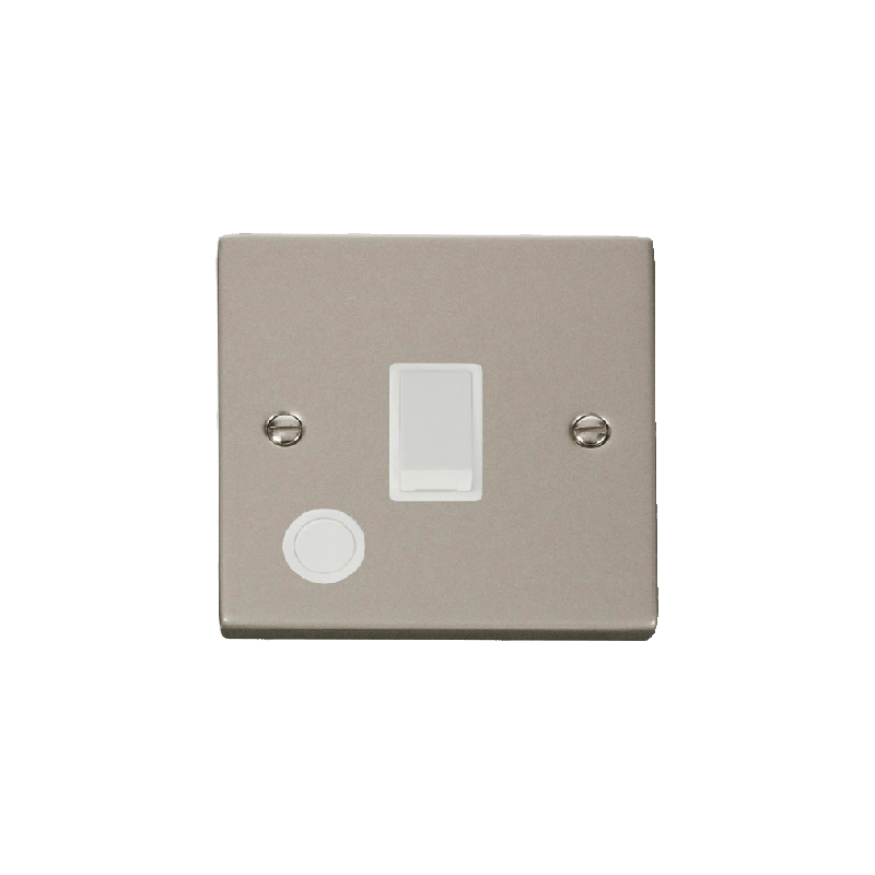 Click Deco 20A 1 Gang DP Switch With Flex Outlet Pearl Nickel Insert White