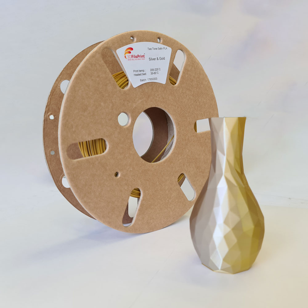 3D FilaPrint Two-Tone Silver / Gold Satin PLA 2.85mm 750gms 3D Printer Filament
