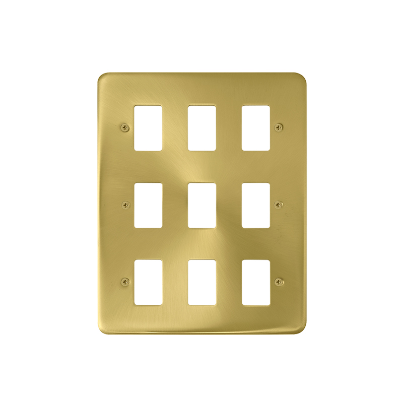 Click Deco Plus 9 Gang GridPro Frontplate Satin Brass