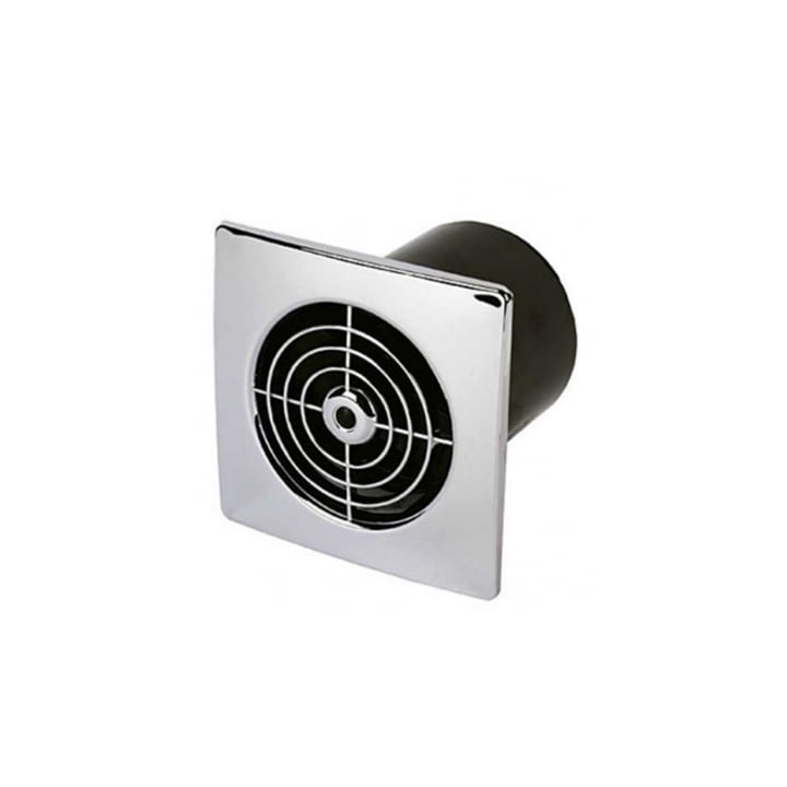 Manrose 100mm Low Profile Square Bathroom Fan Standard Chrome