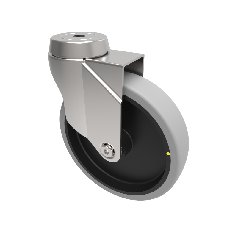 Grey Rubber Bolt Hole Swivel Castor 150mm 100kg Load