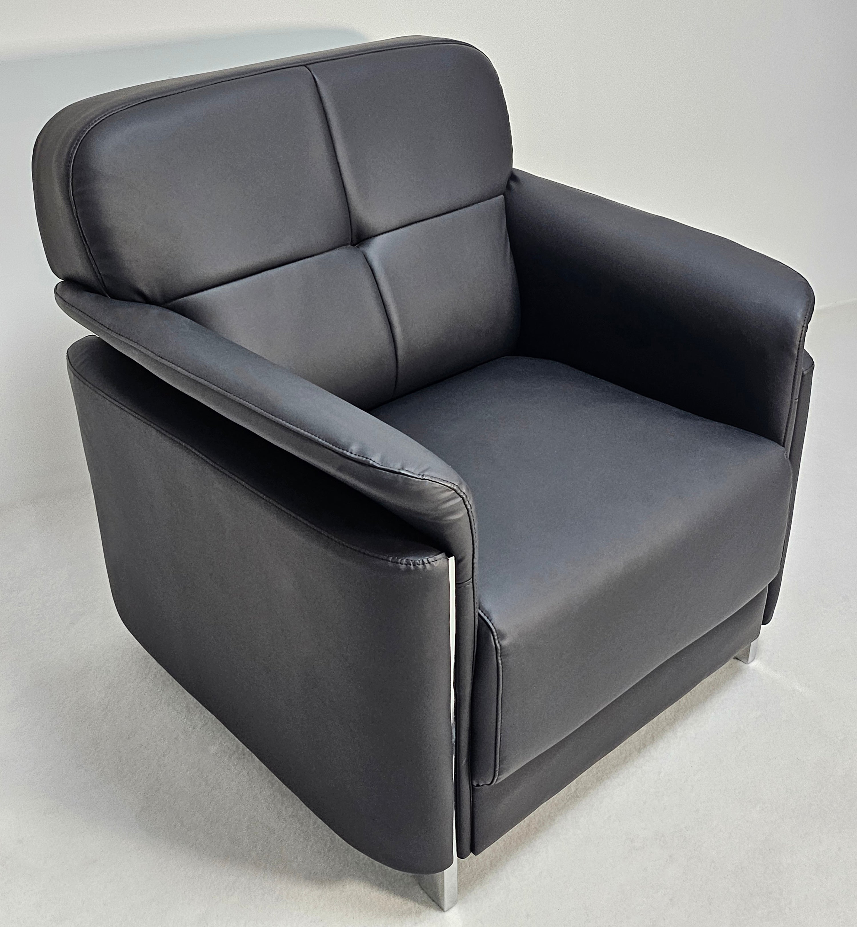 Providers Of Contemporary Chesterfield Design Black Leather Sofa Set - Single, Twin and Triple Seat Available - HB-810 Huddersfield