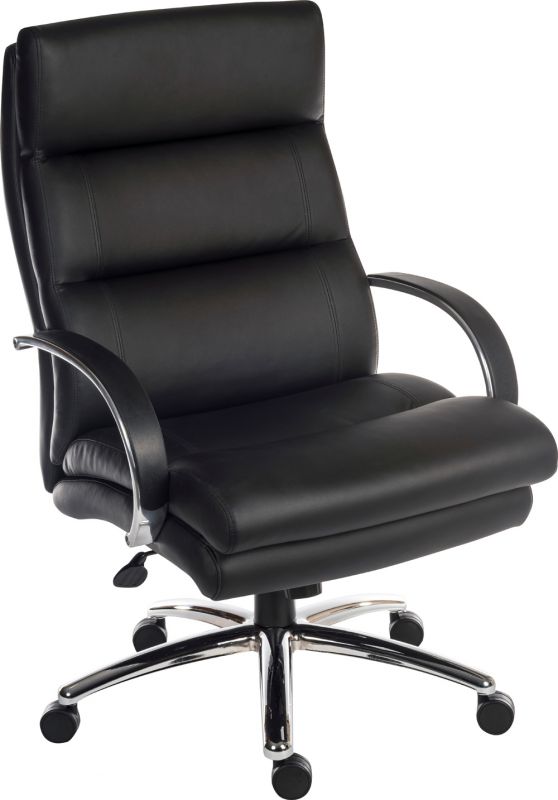 Heavy Duty Black Leather Look Office Chair - SAMSON UK