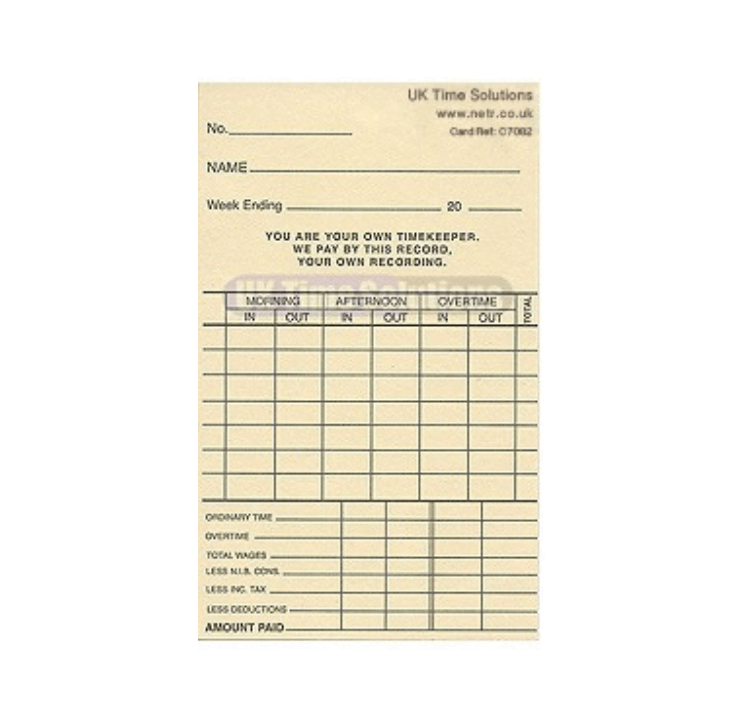 Trusted Leaders In C7082 Weekly Clocking&#45;In Card (Pack of 1000) For Absence Management