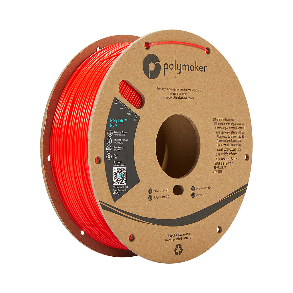 PolyMaker PolyLite PLA 1.75mm True Red 3D printer filament 1Kg