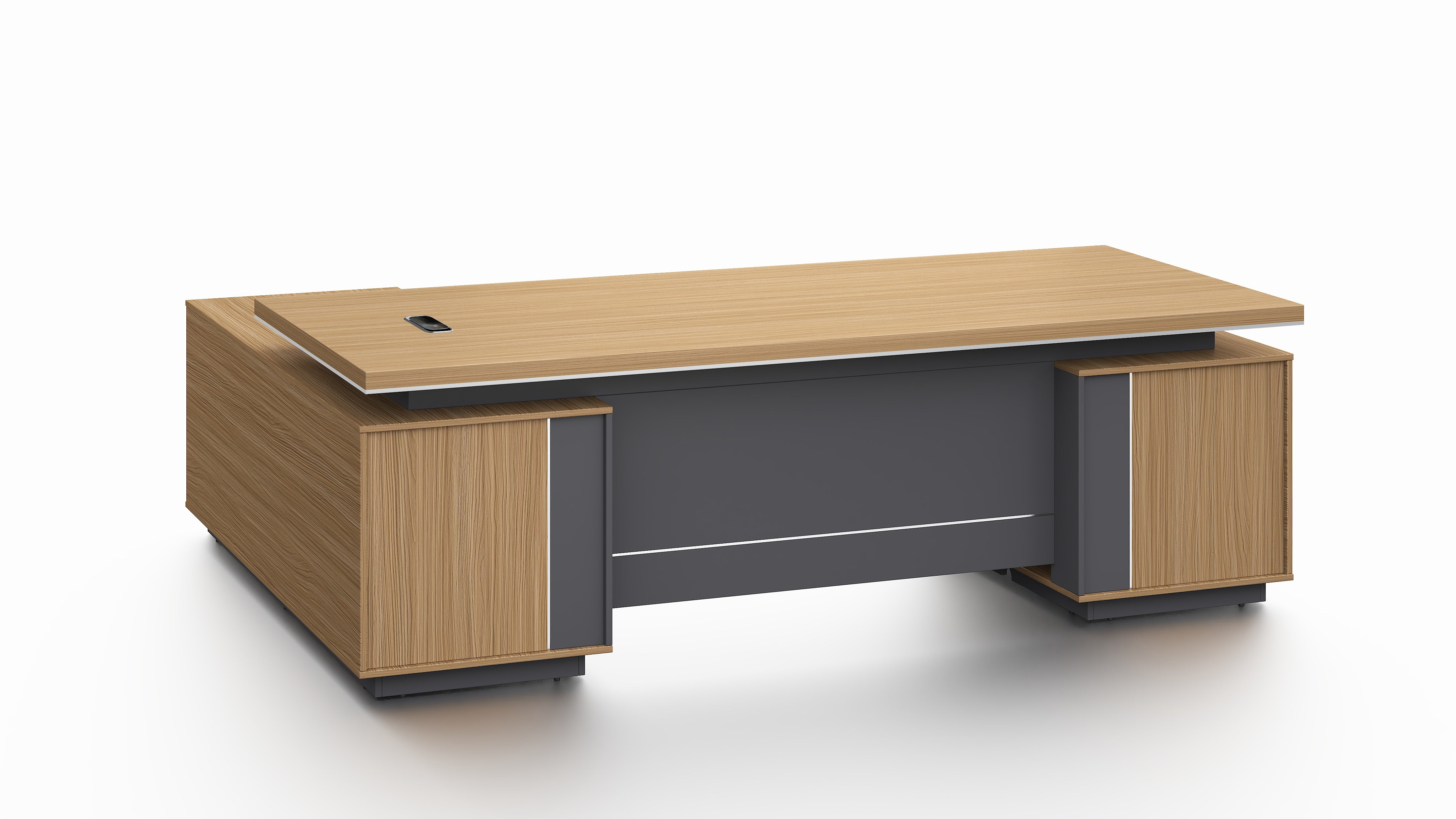 Modern Large Walnut Corner Executive Office Desk with Integrated Storage - 2400mm - PM02-D05 UK