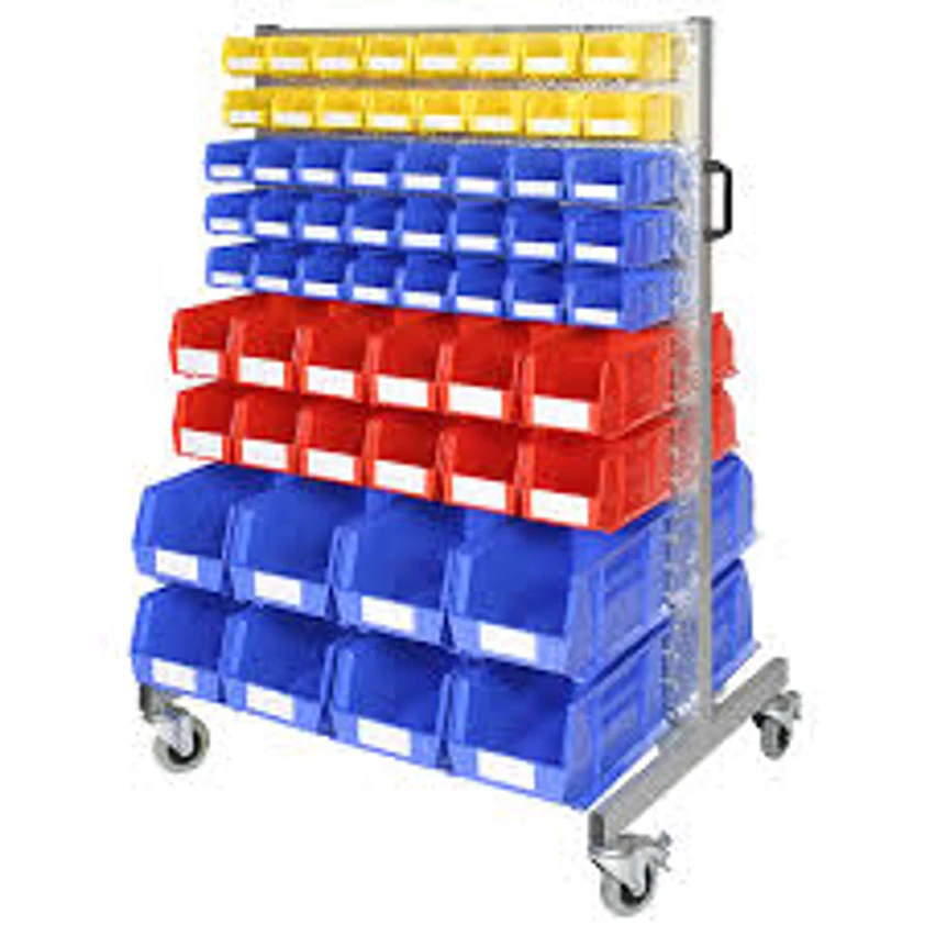 Louvre Double Sided Trolley with Bins (B) for Warehouses