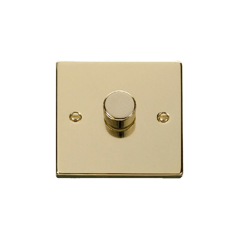 Click Deco 1 Gang 2 Way 100W LED Dimmer Switch Polished Brass