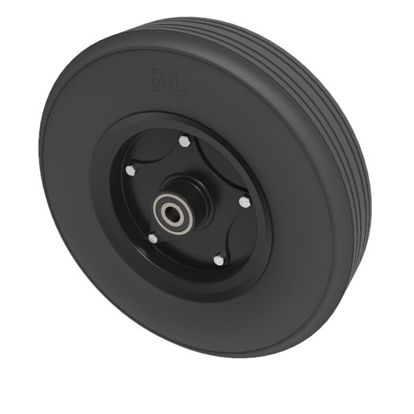 Black Rubber Pressed Steel 400mm Ball Bearing Wheel 700kg Load