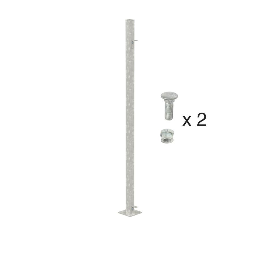 1500mm High Bolt Down End Post - 60x60mmGalvanised - Includes Cleats + Fittings