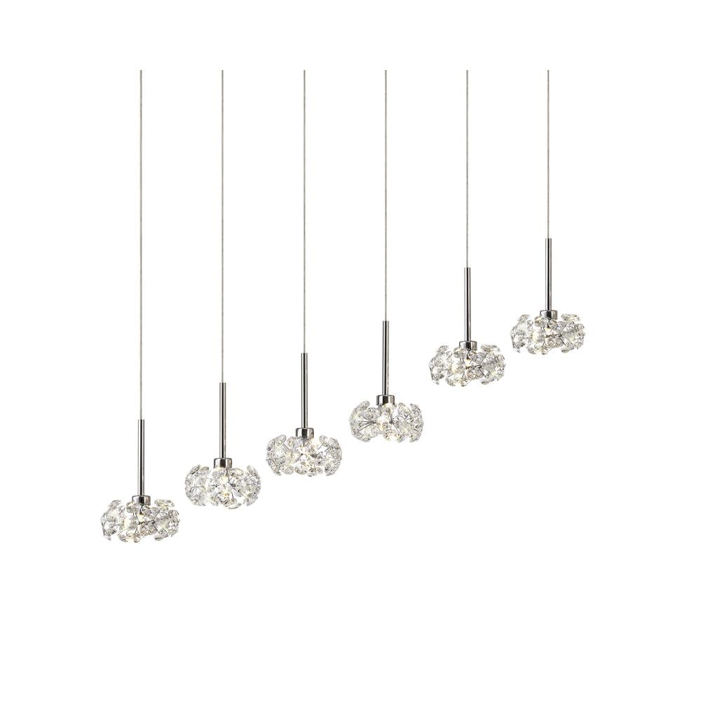 Luxuria Paramount 6 Light G9 2m Linear Pendant With Polished Chrome And Crystal Shade