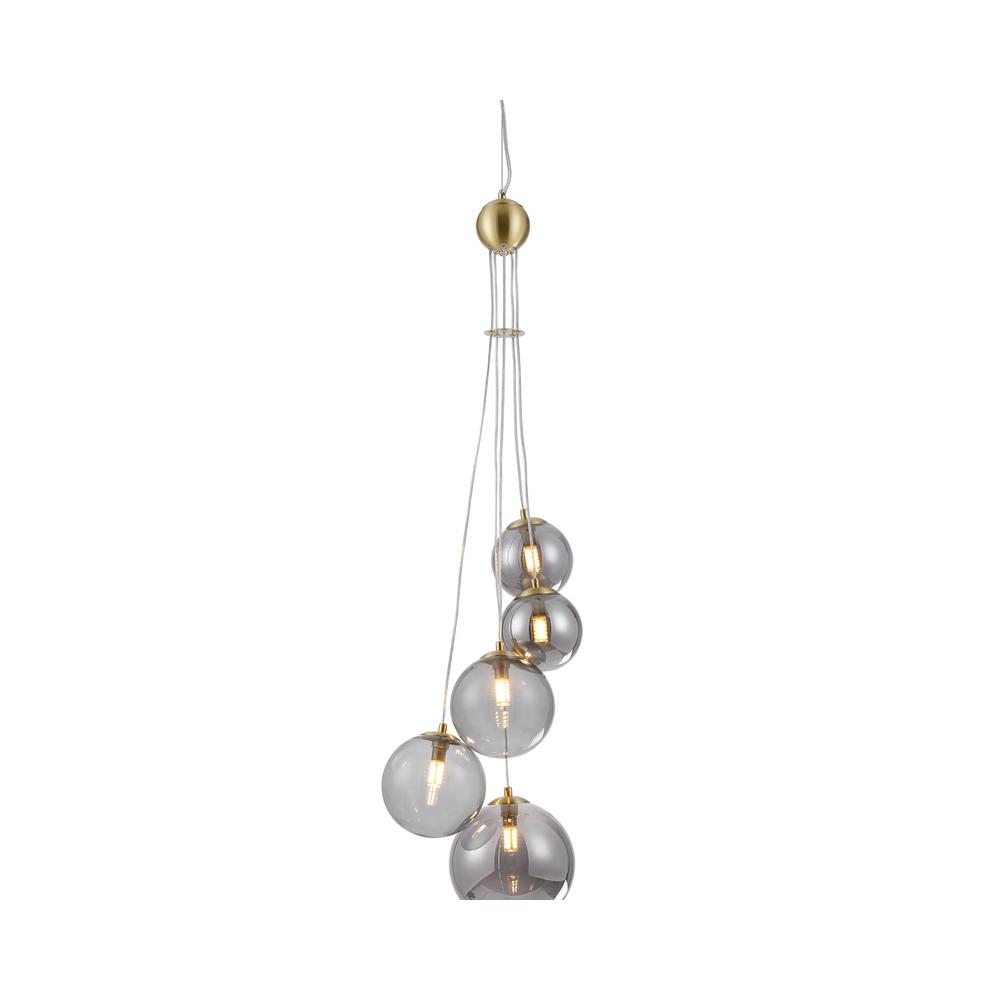 Luxuria Thorne 27cm Pendant 5xG9 Satin Gold Smoke Plated Glass