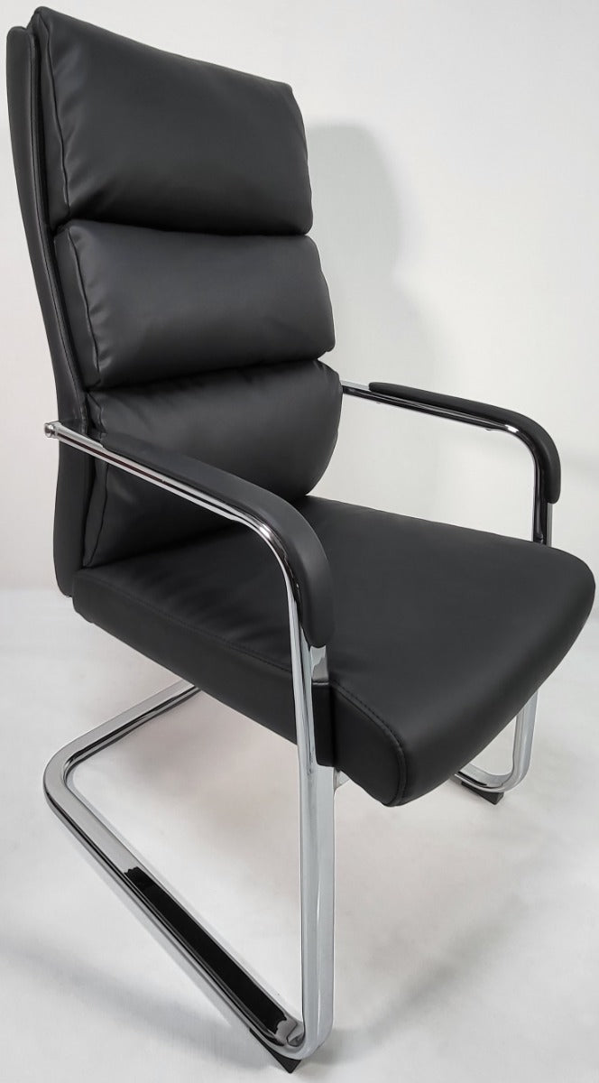 High Back Soft Pad Black Leather Visitor Chair - HB-210C UK