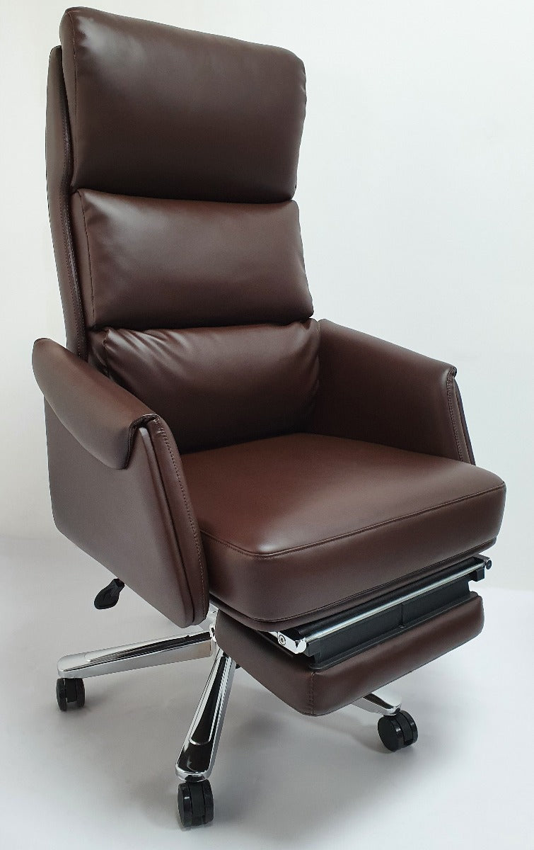 Providers Of Brown Leather Executive Office Chair with Built in Footrest - HB-256A