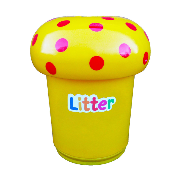 Mushroom Litter Bin With Spots and Litter Graphics - Pink