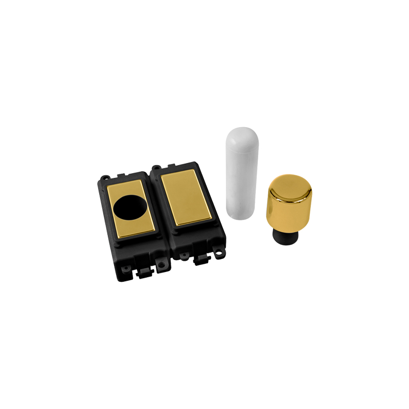 Click GridPro Polished Brass 2 Module Dimmer Mounting Kit Insert Black