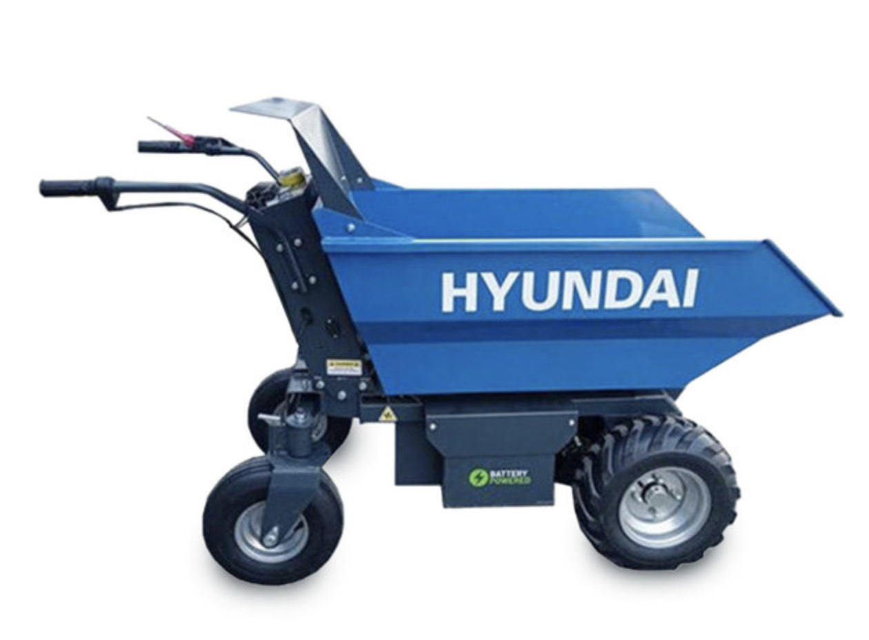 UK Suppliers Hyundai 500Kg Battery Powered Mini Dumper, 48V, 32Ah, Brushless Motor, Hydraulic Tilt 
