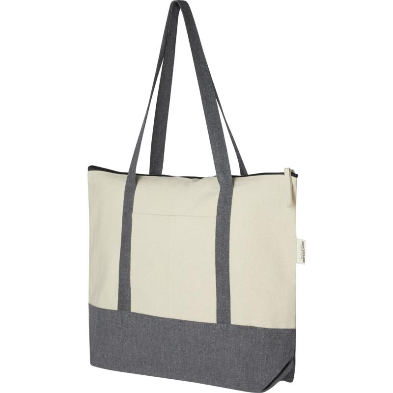 Repose 320 g/m&sup2; recycled cotton zippered tote bag 10L