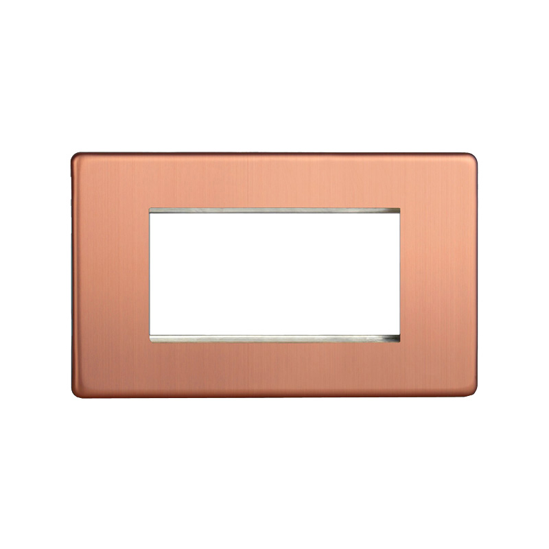 Varilight Urban 4 Grid Space Plate Brushed Copper Screw Less Plate